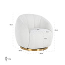 Draaifauteuil Jago white bouclé / brushed gold - Majorr