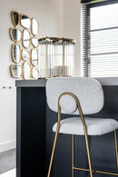 Counterstoel Xenia white bouclé / brushed gold - Majorr