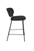 Counter Stool Jolien Black/Black Bouclé