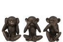 Ape See/Hear/Speak No Evil Poly Brown Large Assortment Of 3