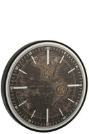 Clock World Map Mdf Antique Gold/Black Large