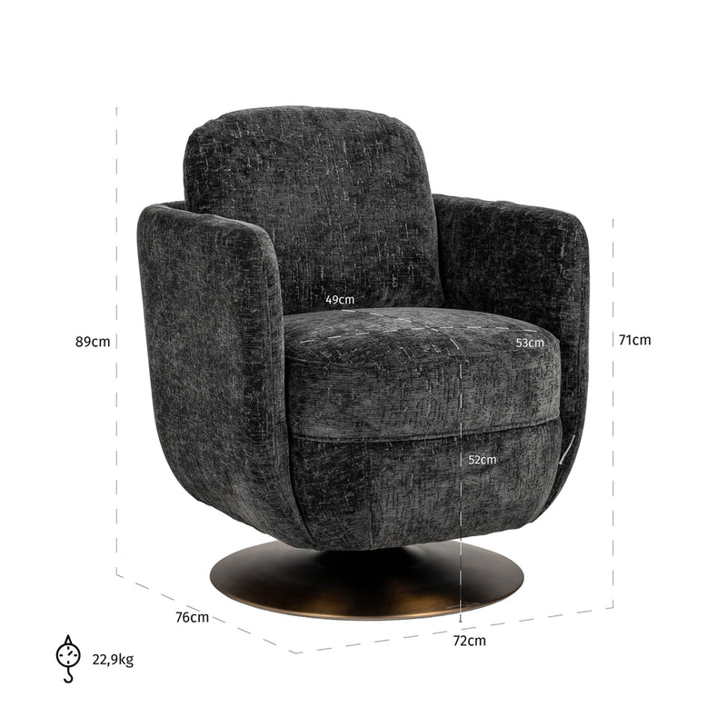 Draaifauteuil Turner graphite island - Majorr