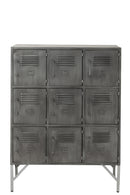Cupboard 9Doors Metal Silver