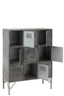 Cupboard 9Doors Metal Silver