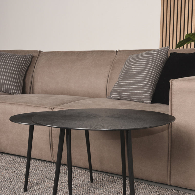 LABEL51 Sofa Kay - Taupe - Microfiber - Ottoman + 2.5-Seater