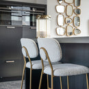 Counterstoel Xenia white bouclé / brushed gold - Majorr