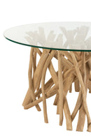 J Line Coffee Table Branches Teak Natural/Gla