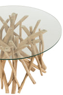 J Line Coffee Table Branches Teak Natural/Gla