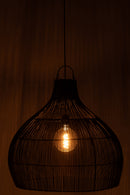 Lamp Shade Pear Shape Rattan Black