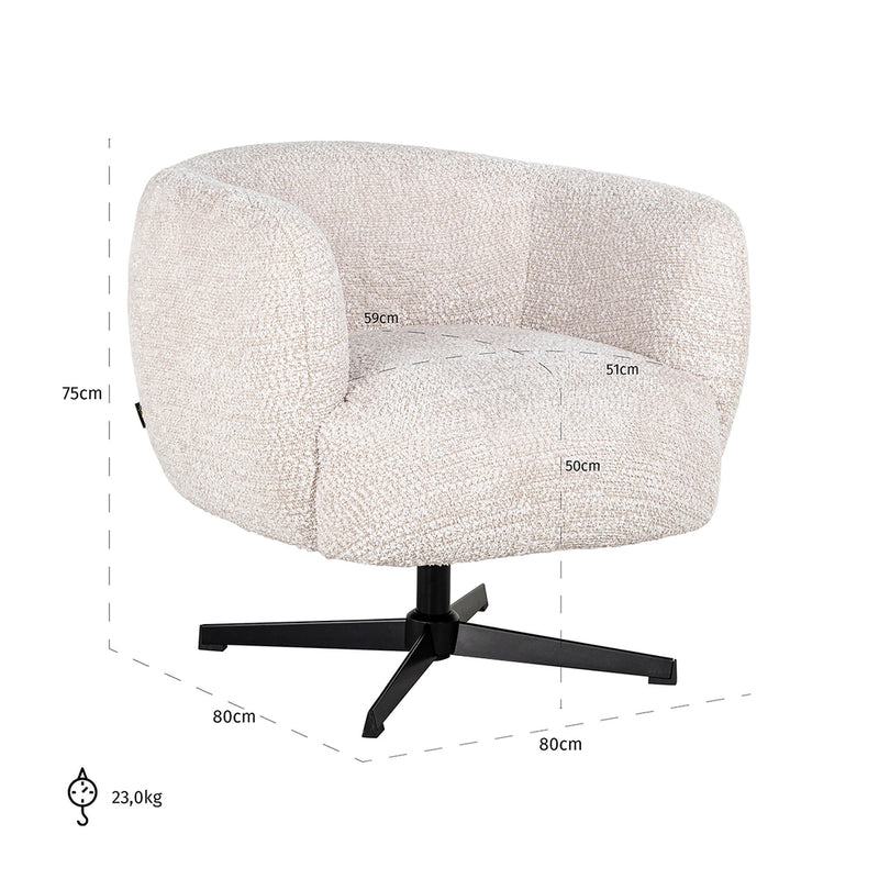 Draaifauteuil Estelle Lovely Cream - Majorr