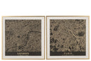 Wall Decoration London Paris Canvas Black/Gold Assortment Of 2