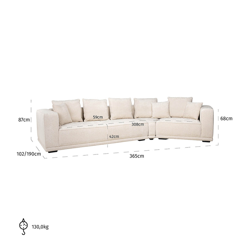 Sofa Lusso 4-zits beige chenille - Majorr