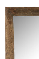 Wall Mirror Rectangle Wood Brown Large