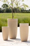 Set Of 3 Vases Round High Clay Beige