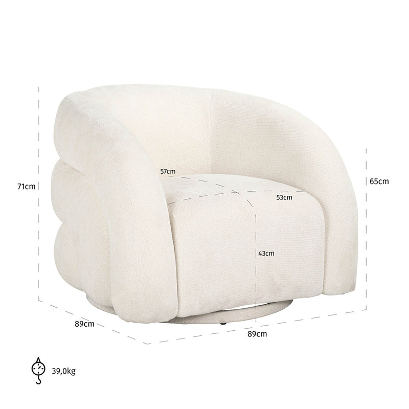 Draaifauteuil Arcus unicorn white - Majorr