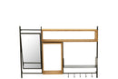 Wall Coat Rack With Mirror Tina Fir Wood/Iron Black/Natural