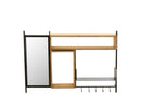 Wall Coat Rack With Mirror Tina Fir Wood/Iron Black/Natural