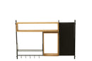 Wall Coat Rack With Mirror Tina Fir Wood/Iron Black/Natural