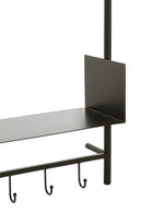 Wall Coat Rack With Mirror Tina Fir Wood/Iron Black/Natural
