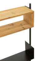 Wall Coat Rack With Mirror Tina Fir Wood/Iron Black/Natural