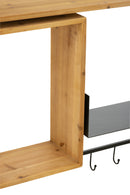 Wall Coat Rack With Mirror Tina Fir Wood/Iron Black/Natural