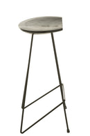 Bar Stool Teak Wood/Iron Black