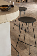 Bar Stool Teak Wood/Iron Black