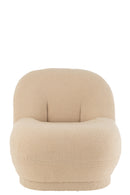 Tabouret Teddy Velours Blanc Beige Chaud