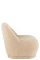 Tabouret Teddy Velours Blanc Beige Chaud