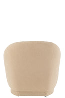 Tabouret Teddy Velours Blanc Beige Chaud