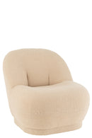 Tabouret Teddy Velours Blanc Beige Chaud