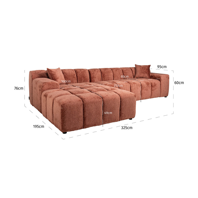 Sofa Cube 3-zits + lounge links - Majorr