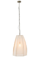Plafonnier Poire Lin/Fer Blanc Grand