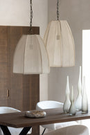 Plafonnier Poire Lin/Fer Blanc Grand