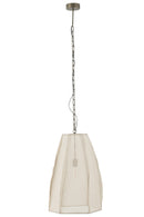 Plafonnier Poire Lin/Fer Blanc Grand