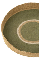 Plateau Rond+Cercles Jonc de Mer Vert/Naturel