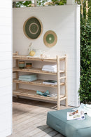 Plateau Rond+Cercles Jonc de Mer Vert/Naturel