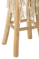 Stool Fringes Wood/Macrame White - Majorr