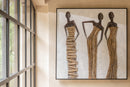 Wall Decoration 3 African Women Canvas/Paint/Rope Mix