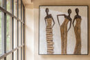 Wall Decoration 3 African Women Canvas/Paint/Rope Mix