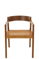 Chaise de salle à manger carrée ouverte en bois de teck marron