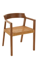 Chaise de salle à manger carrée ouverte en bois de teck marron