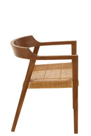 Chaise de salle à manger carrée ouverte en bois de teck marron