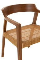 Chaise de salle à manger carrée ouverte en bois de teck marron