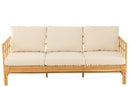 Canapé Elise + Coussin 3 Personnes Rotin/Textile Naturel/Blanc