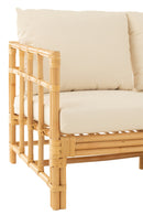 Canapé Elise + Coussin 3 Personnes Rotin/Textile Naturel/Blanc