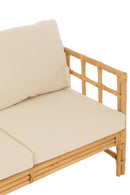 Canapé Elise + Coussin 3 Personnes Rotin/Textile Naturel/Blanc