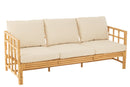 Canapé Elise + Coussin 3 Personnes Rotin/Textile Naturel/Blanc
