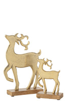 Reindeer On Base Aluminium/Wood Gold Large