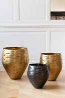 Set Of 3 Hurricane Bowls Metal Gold